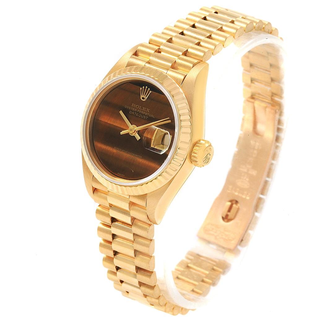 Rolex Montre President Datejust en or jaune avec cadran œil de tigre, pour femmes 69178 en vente 1