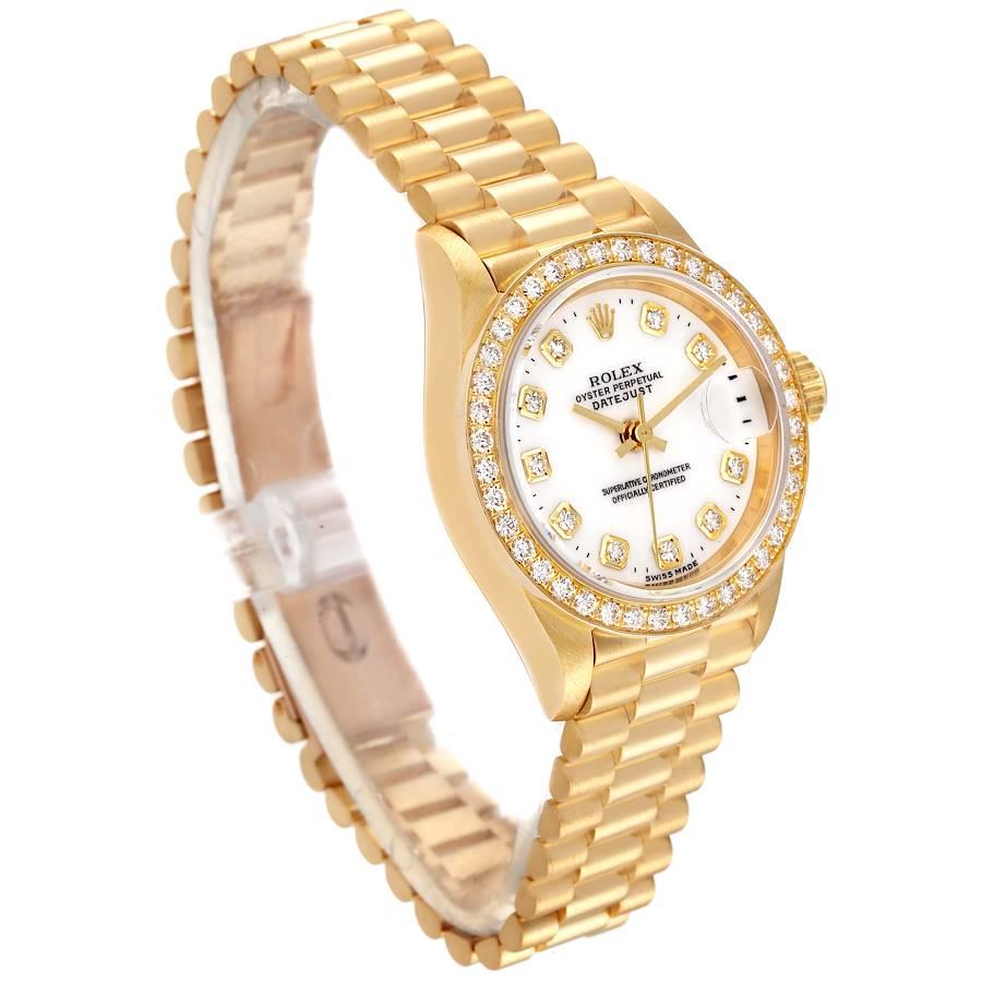 Rolex President Datejust Gelbgold Weißes Diamant-Zifferblatt-Uhr 69138 im Zustand „Hervorragend“ in Atlanta, GA