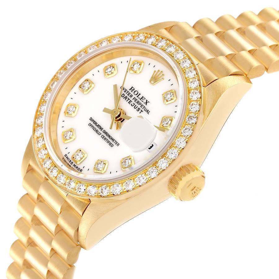 Rolex President Datejust Gelbgold Weißes Diamant-Zifferblatt-Uhr 69138 1