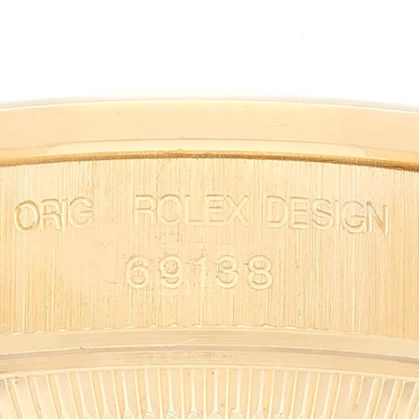 Rolex President Datejust Gelbgold Weißes Diamant-Zifferblatt-Uhr 69138 3