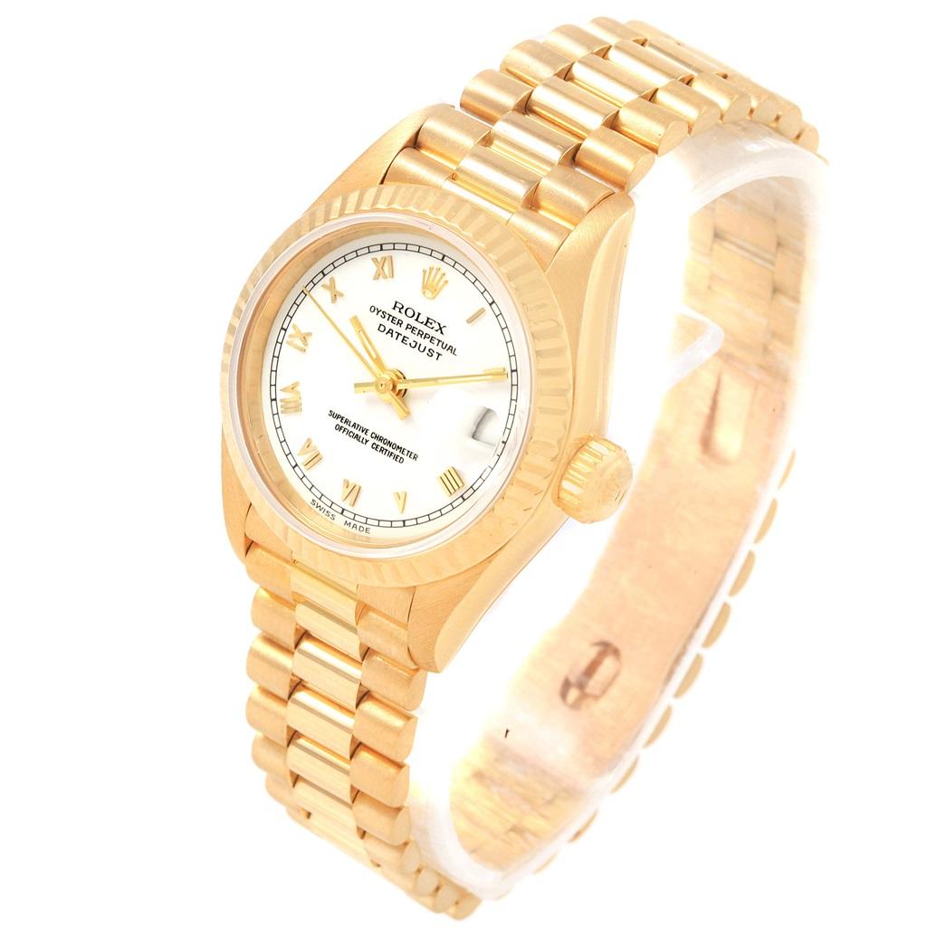 Rolex President Datejust Yellow Gold White Roman Dial Ladies Watch 69178 For Sale 5