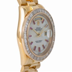 Rolex President Day Date 118208 P Serial Baguette Diamond Bezel Watch 18 Karat