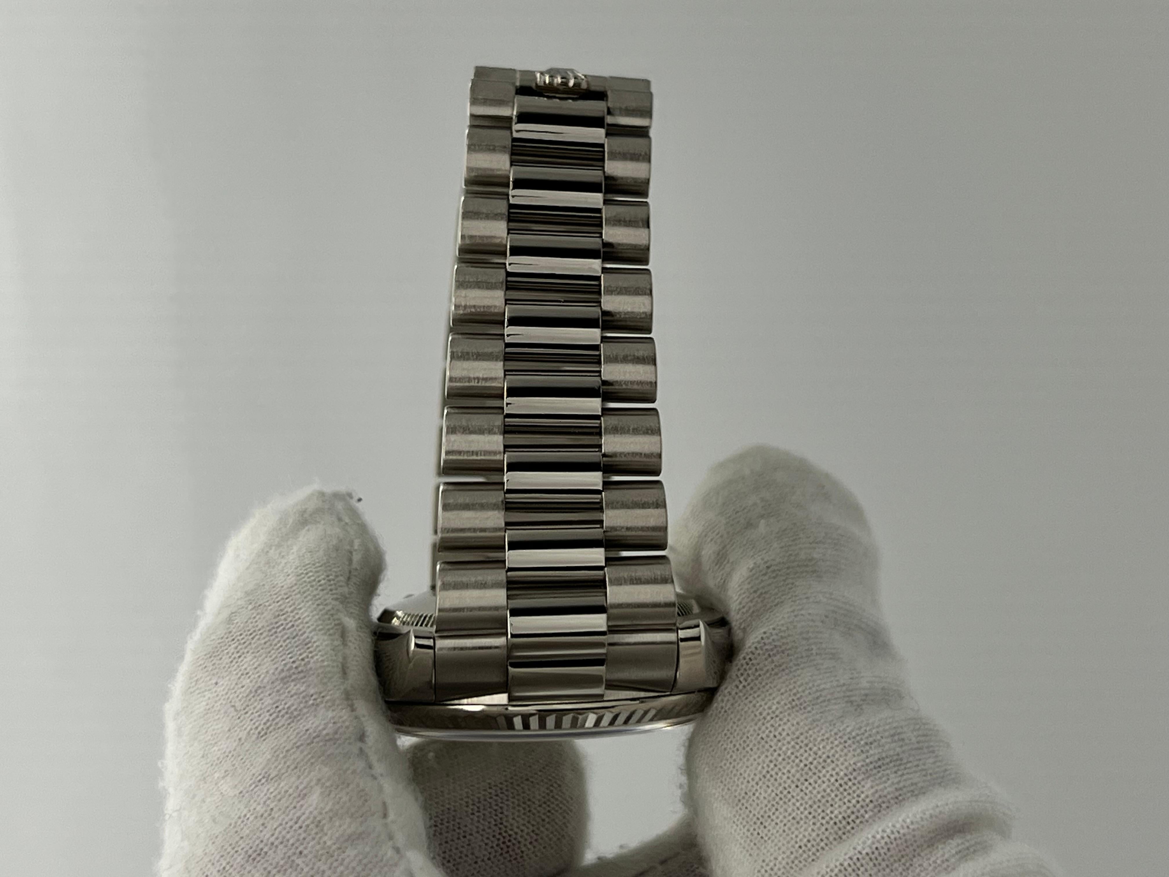 Rolex President Day Date 118239 36mm Factory Silver Diamond Dial 18K White Gold For Sale 9