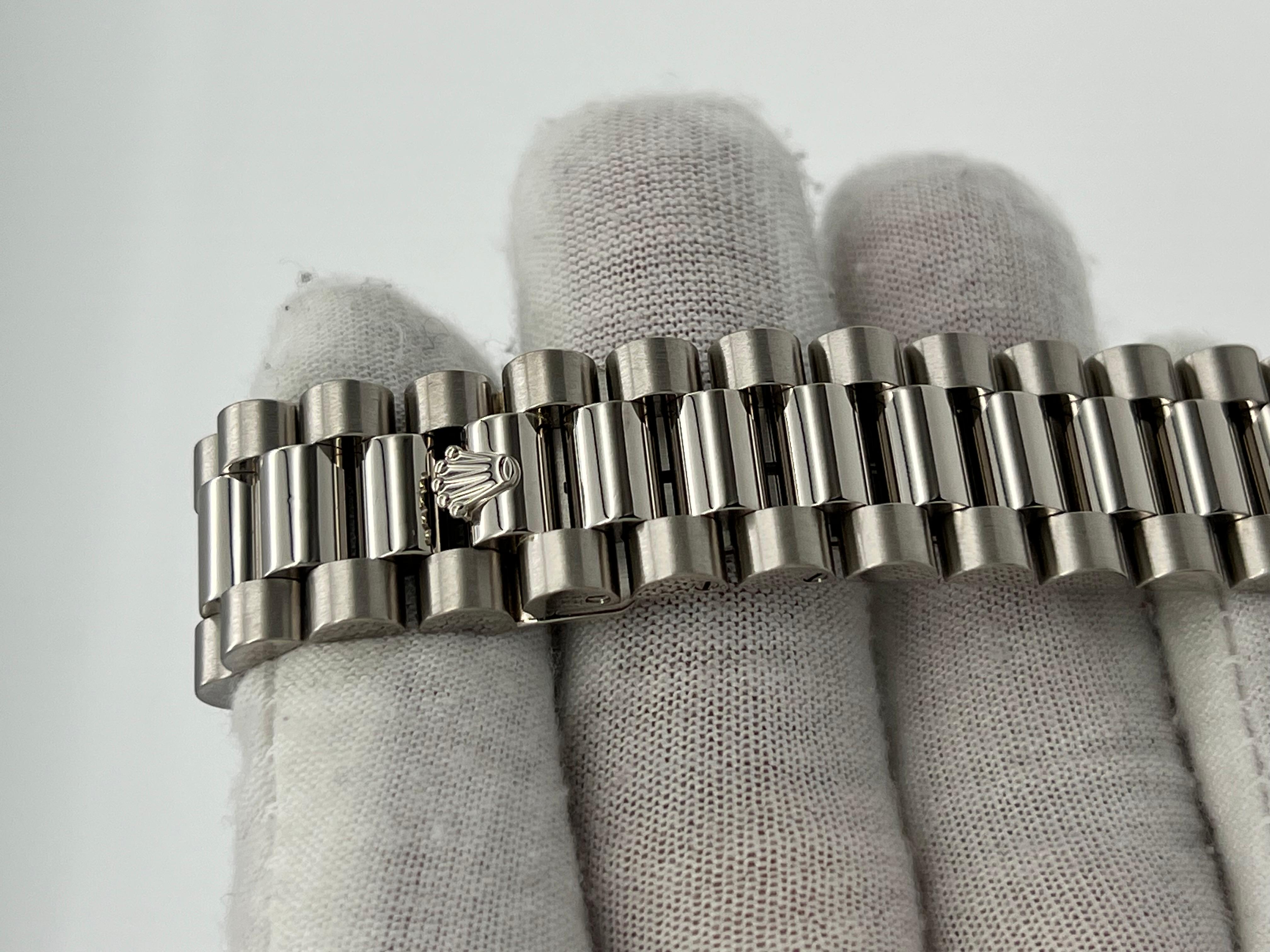 Rolex President Day Date 118239 36mm Factory Silver Diamond Dial 18K White Gold For Sale 4