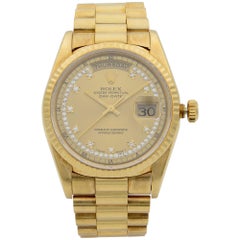 Rolex President Day-Date 18 Karat Gold String Diamond Dial Men's Watch 18238