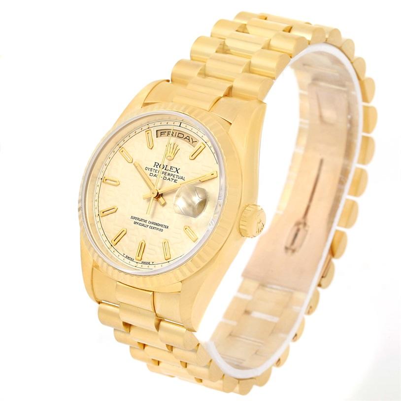 Rolex President Day-Date 18 Karat Yellow Gold Anniversary Dial Watch 18238 In Excellent Condition For Sale In Atlanta, GA