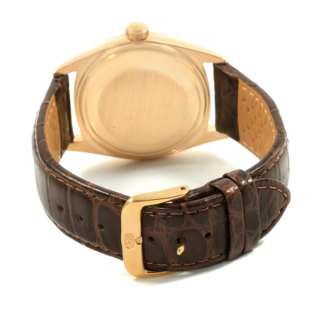 Rolex President Day-Date 18 Karat Yellow Gold Brown Strap Men's Watch 1807 For Sale 8