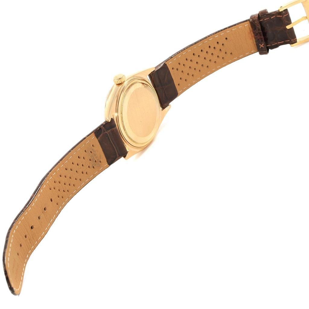 Rolex President Day-Date 18 Karat Yellow Gold Brown Strap Men's Watch 1807 For Sale 9