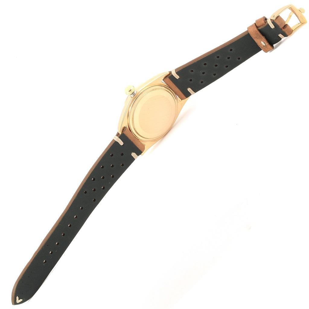 Rolex President Day-Date 18 Karat Yellow Gold Brown Strap Men's Watch 1807 For Sale 4
