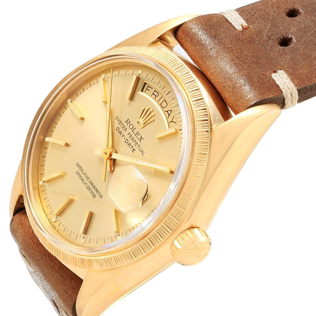 Rolex President Day-Date 18 Karat Yellow Gold Brown Strap Men's Watch 1807 4