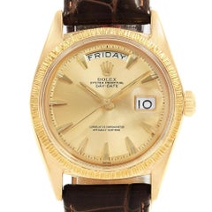 Rolex President Day-Date 18 Karat Yellow Gold Brown Strap Men's Watch 1807