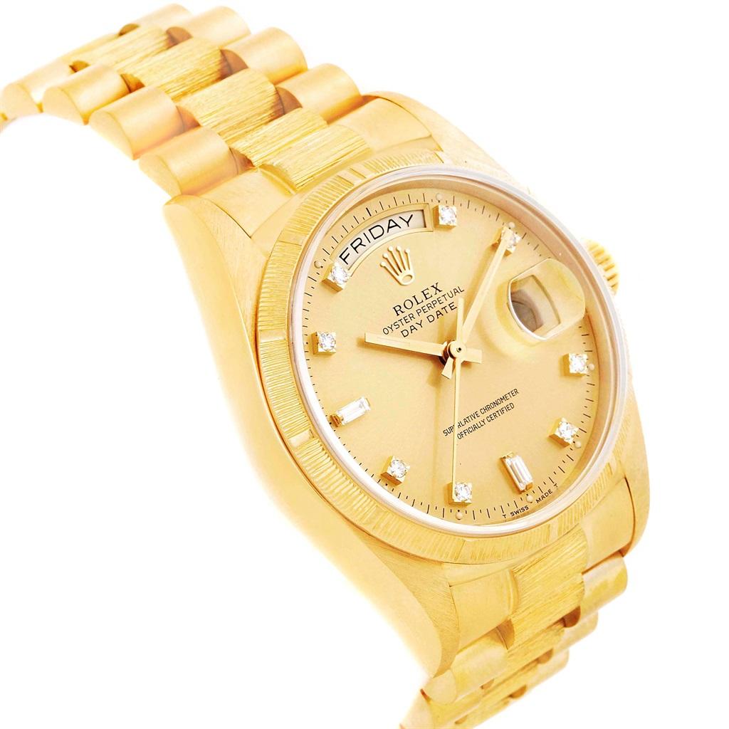 Men's Rolex President Day-Date 18 Karat Yellow Gold Diamond Dial Men’s Watch 18078