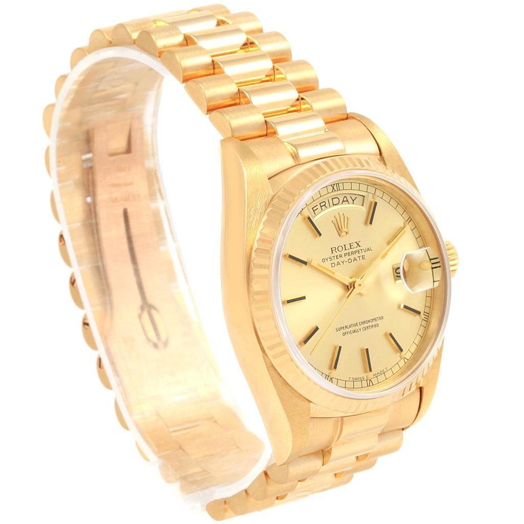 Rolex President Day-Date 18 Karat Yellow Gold Men's Watch 18038 For Sale 8