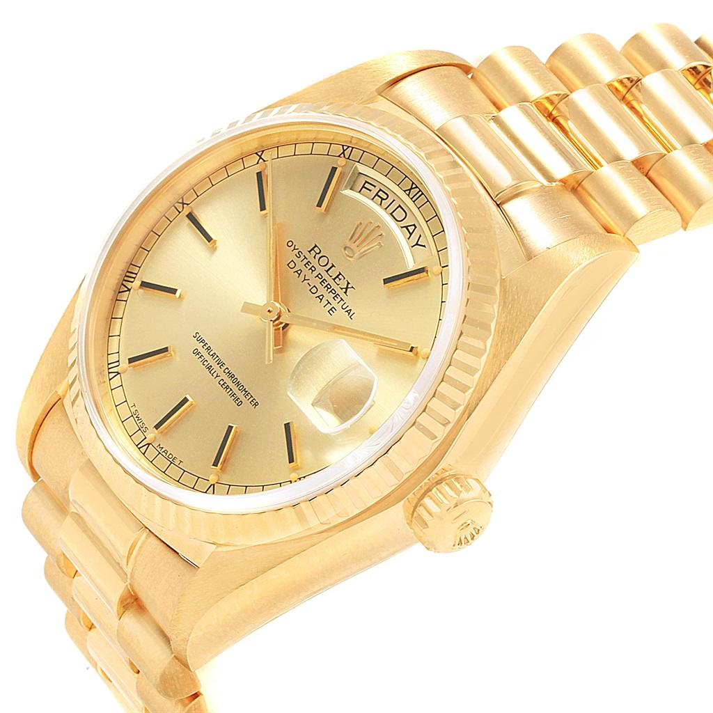 Rolex President Day-Date 18 Karat Yellow Gold Men's Watch 18038 For Sale 1