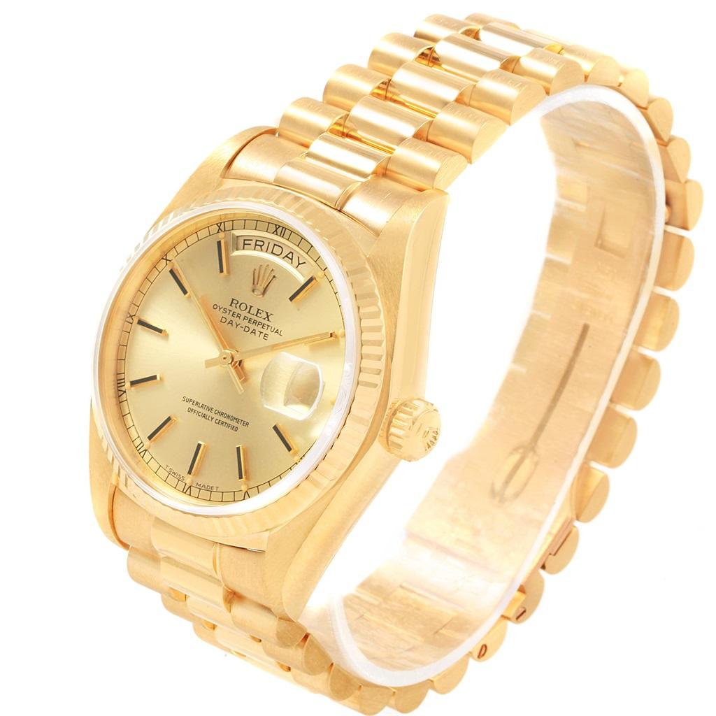 Rolex President Day-Date 18 Karat Yellow Gold Men's Watch 18038 For Sale 6