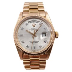 Rolex Montre President Day Date 1803 avec cadran en or rose 18 carats et diamants magnifique