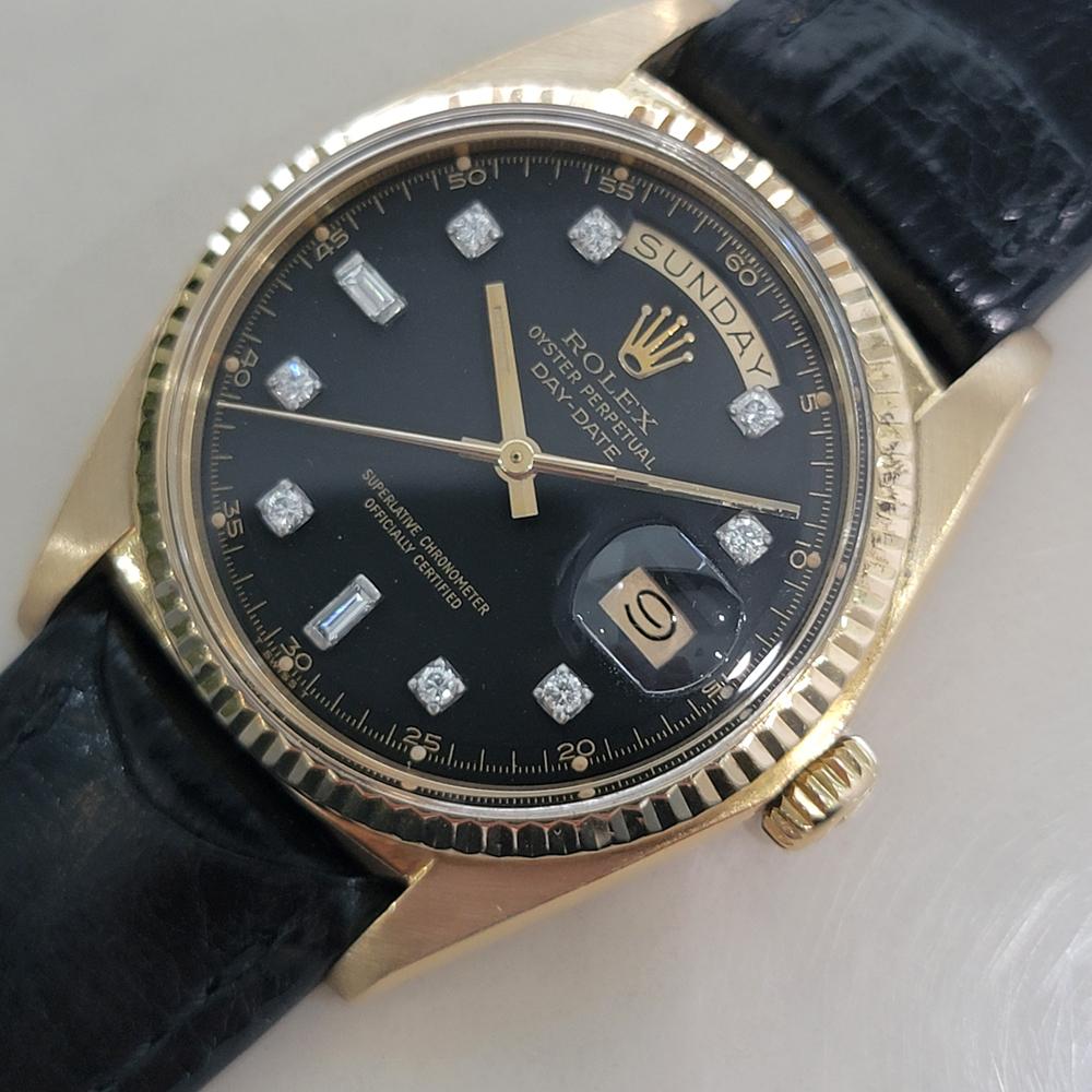 Rolex President Day Date 1803 18k Oro macizo 1970s Hombre Diamante Automático RA659 en Excelente estado para la venta en Beverly Hills, CA