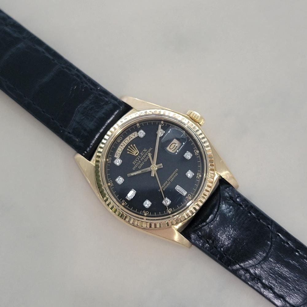 Rolex President Day Date 1803 18k Oro macizo 1970s Hombre Diamante Automático RA659 en venta 2