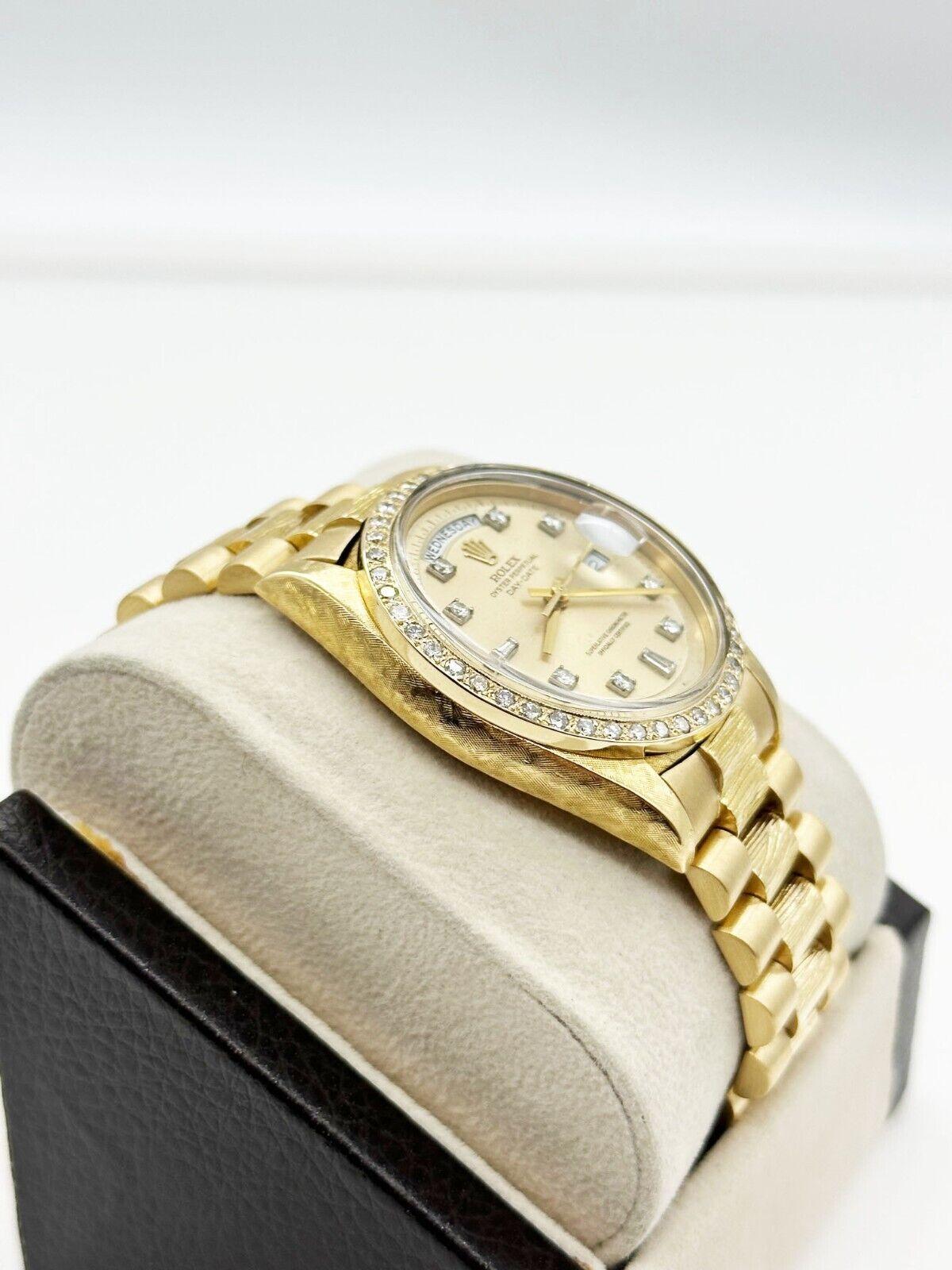 Rolex President Day Date 1803 Diamant-Zifferblatt Diamant-Lünette 18K Gelbgold Bark 2