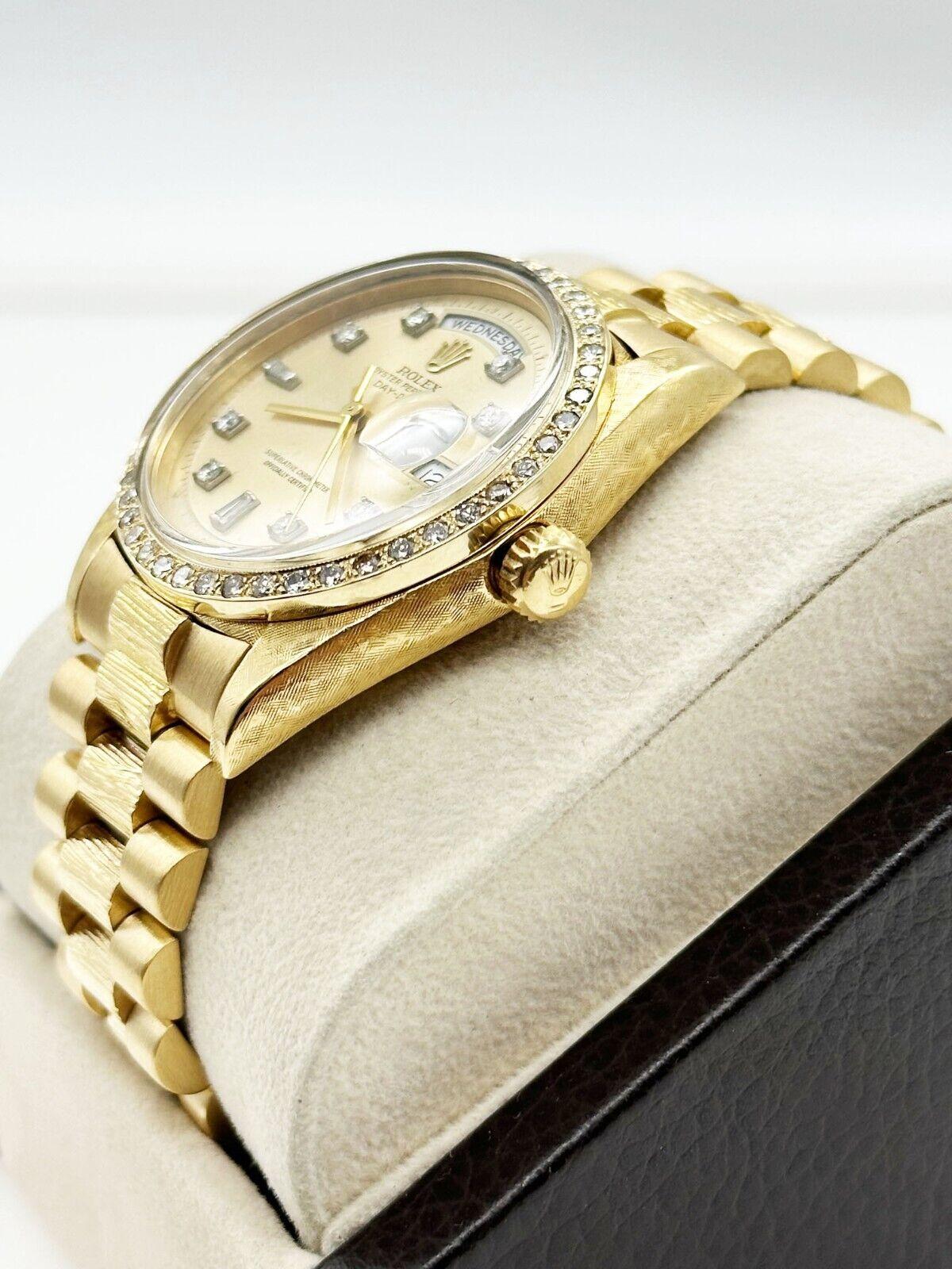 Rolex President Day Date 1803 Diamant-Zifferblatt Diamant-Lünette 18K Gelbgold Bark 3