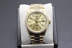 Rolex President Day Date 18038 18 Karat Gold Champagne Dial and Diamond Bezel