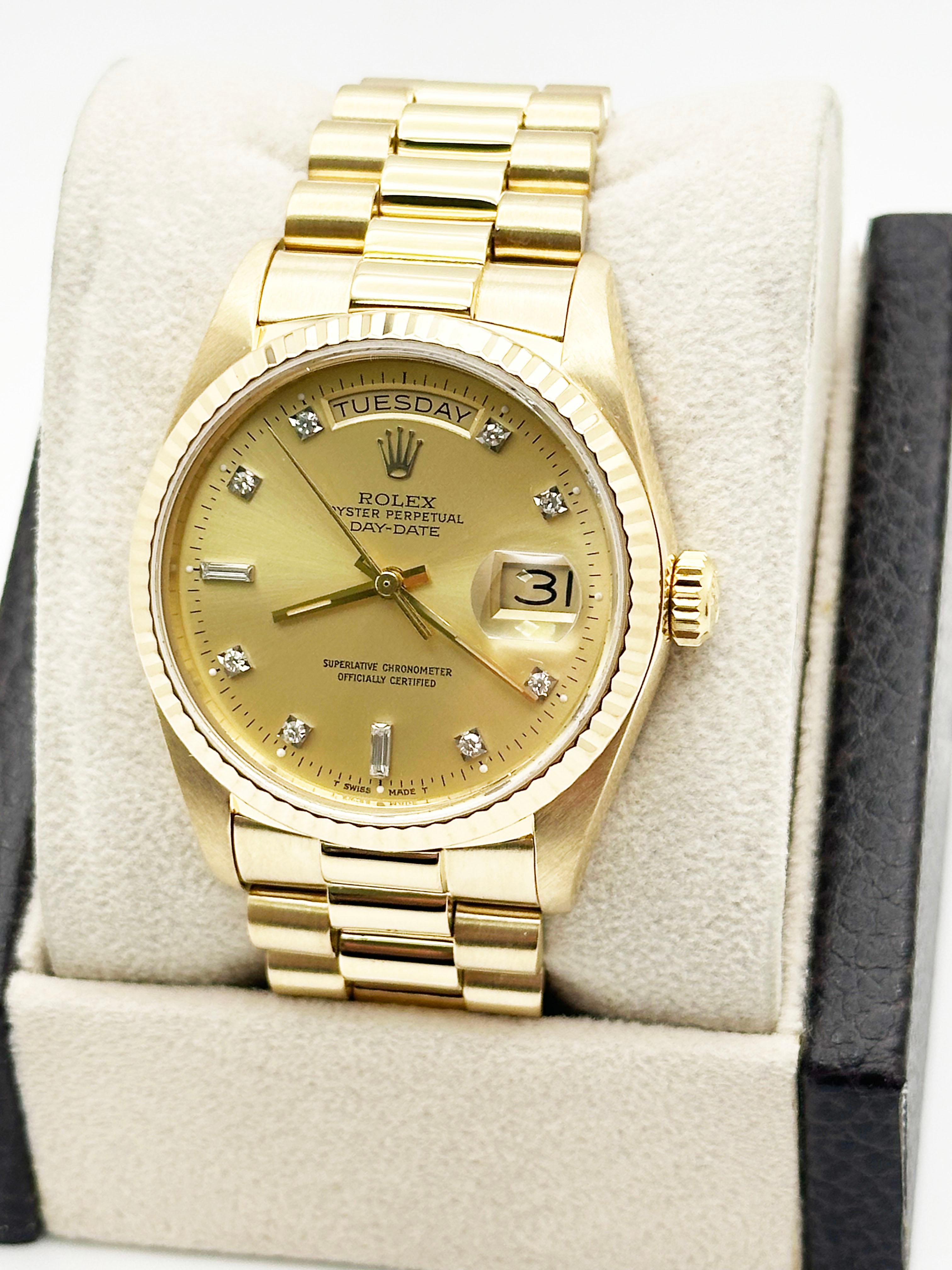 Rolex Präsident Day Date 18038 36mm Champagner Diamant-Zifferblatt 18K Gelbgold im Angebot 1