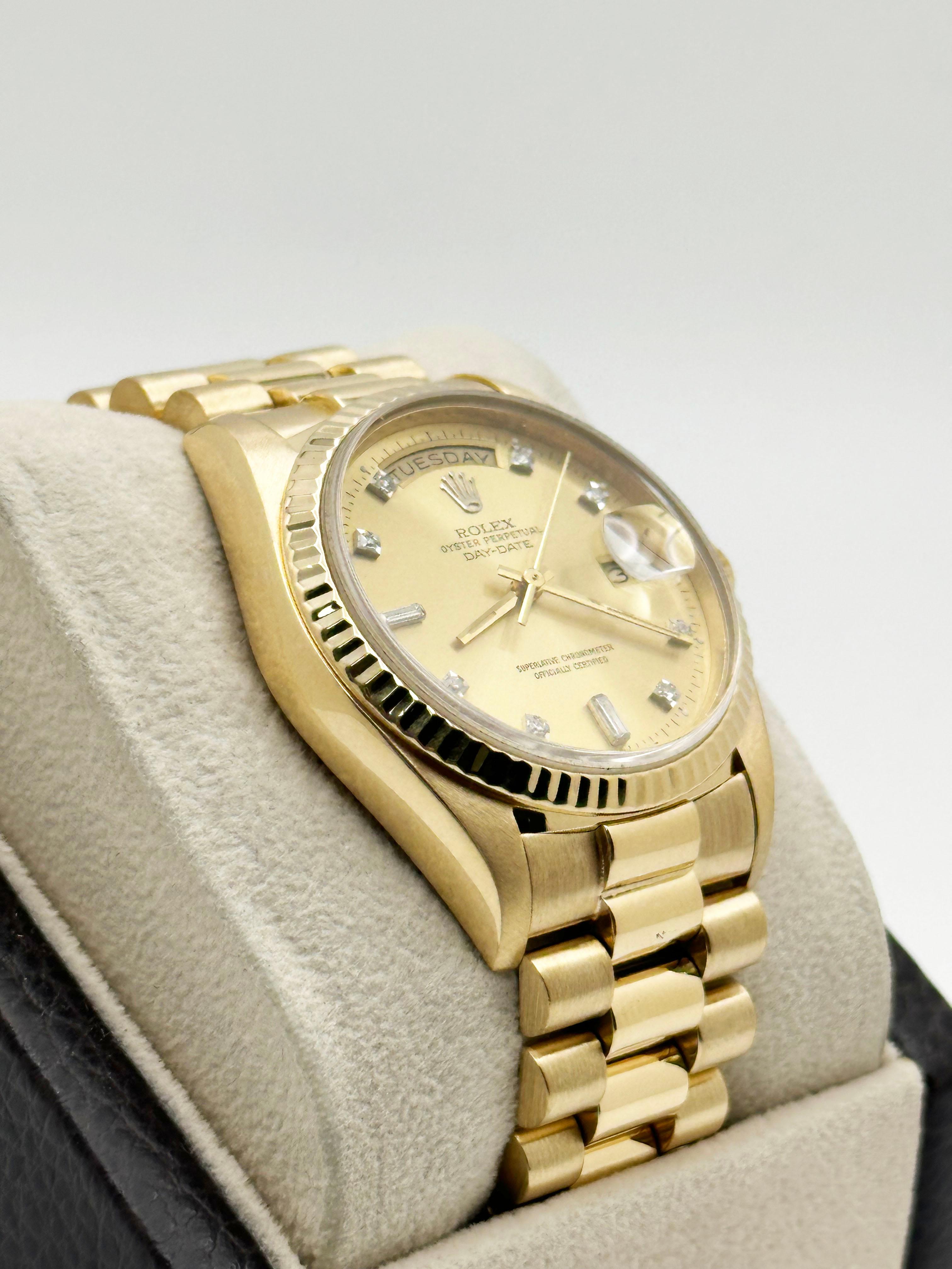 Rolex Präsident Day Date 18038 36mm Champagner Diamant-Zifferblatt 18K Gelbgold im Angebot 3