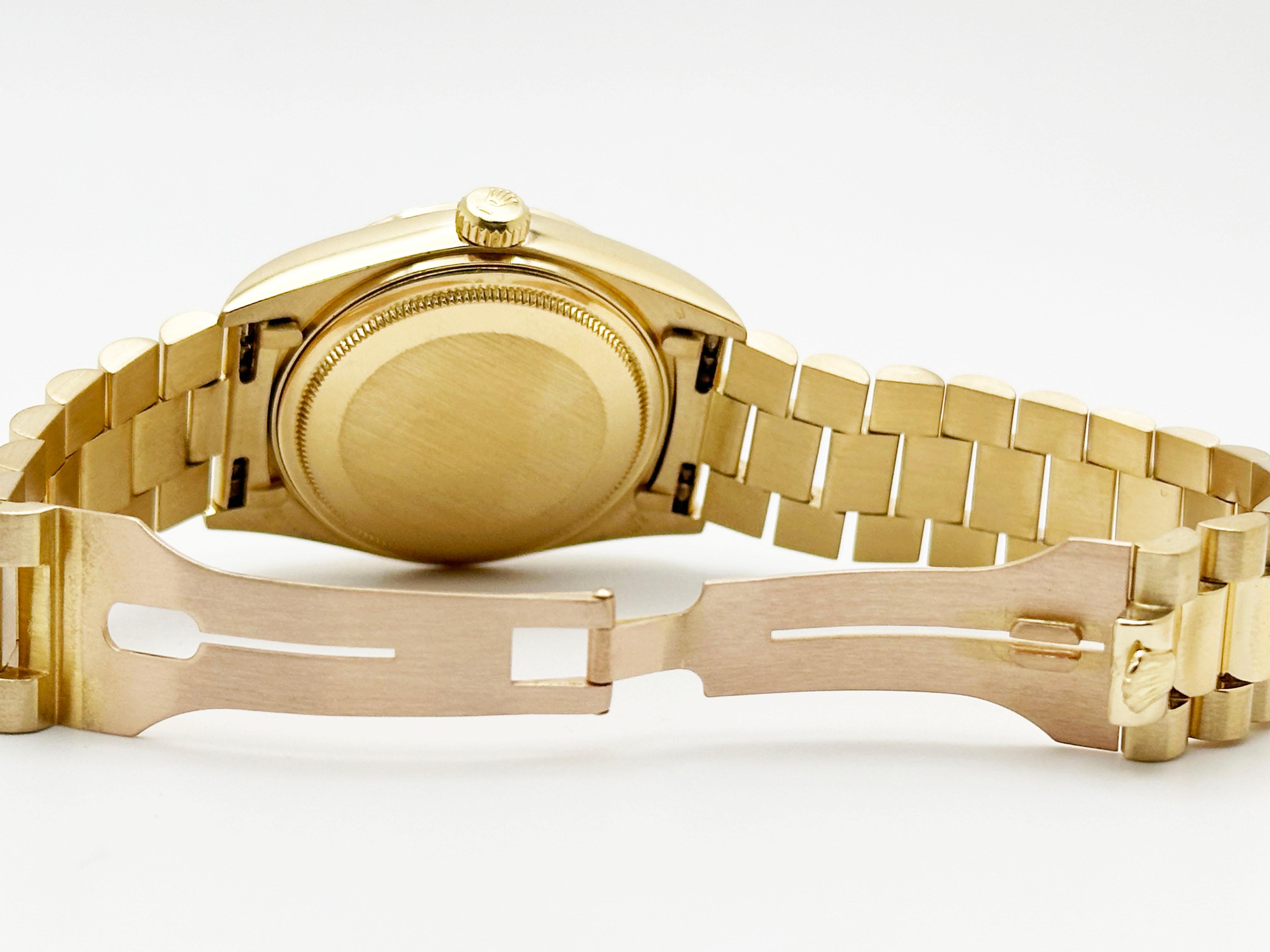 Rolex Präsident Day Date 18038 36mm Champagner Diamant-Zifferblatt 18K Gelbgold im Angebot 5