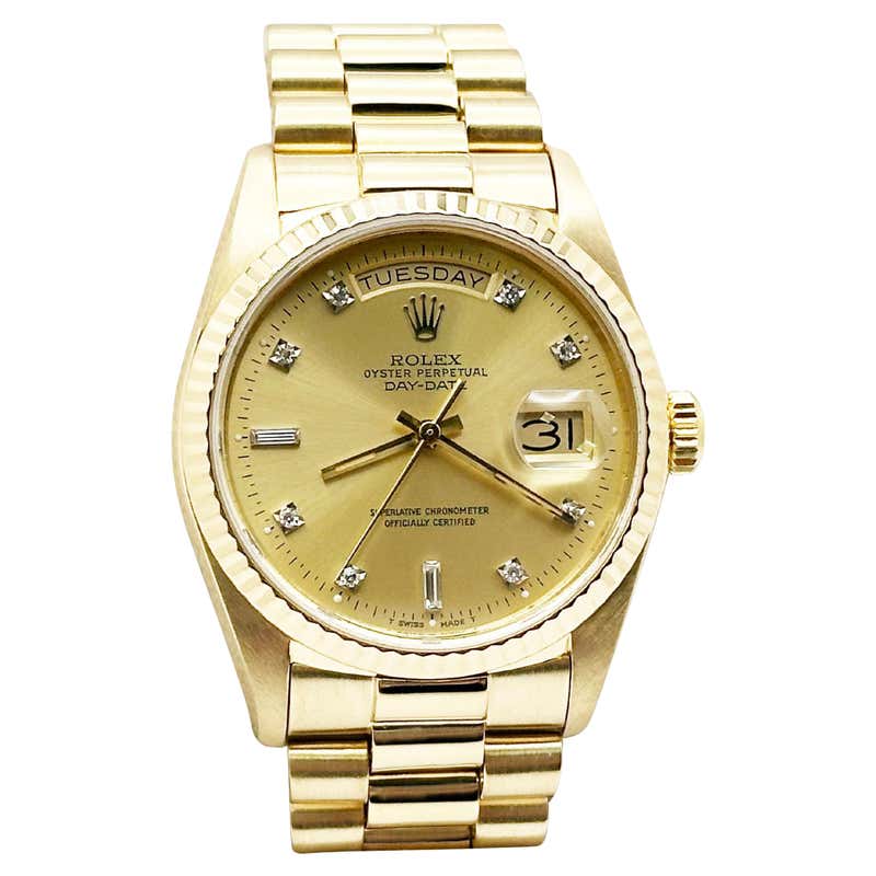 18078 Rolex President Day-Date 18078 36mm Bark Finish Champagne Dial 18k ...