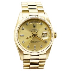 Vintage Rolex President Day Date 18038 36mm Champagne Diamond Dial 18K Yellow Gold