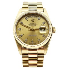 Rolex President Day Date 18038 Champagne Diamond Dial 18k Yellow Gold