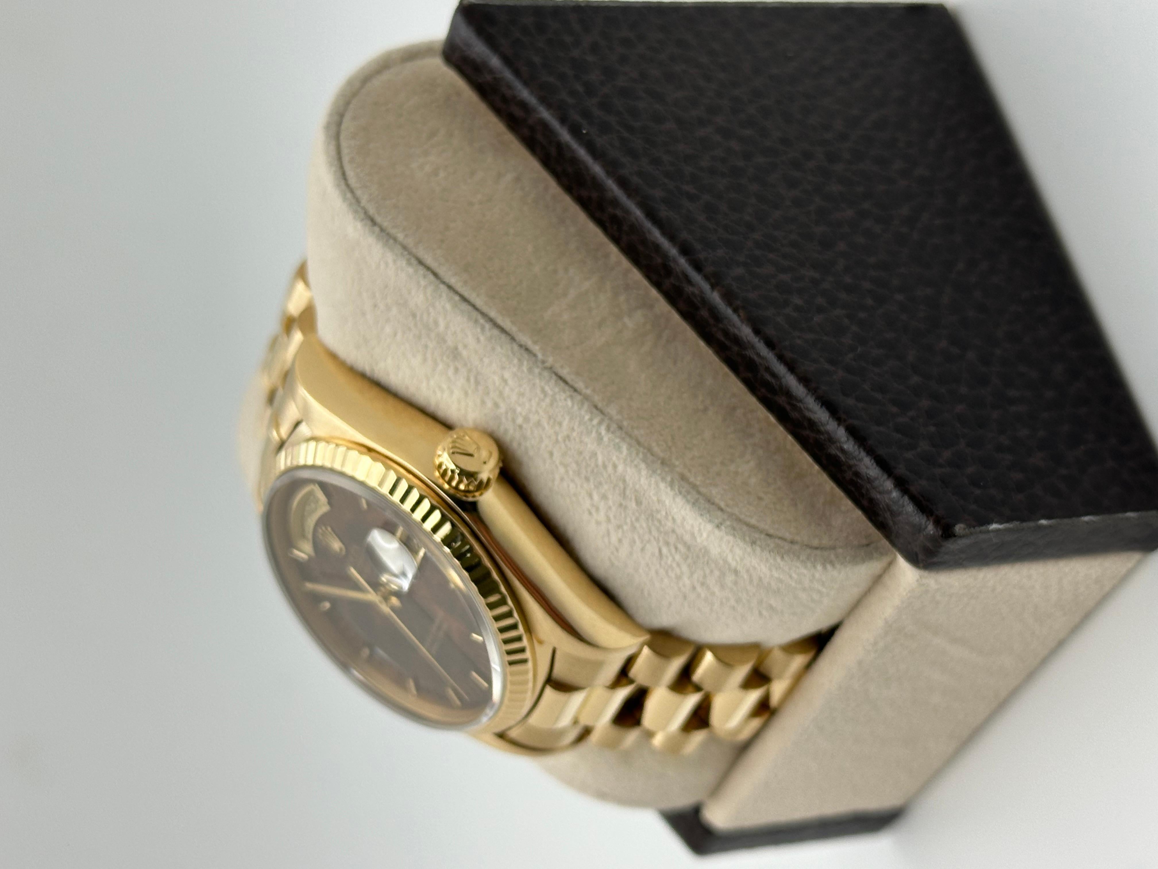 Men's Rolex President Day Date 18038 Wood Dial Walnut Dial 18K Yellow Gold 36mm