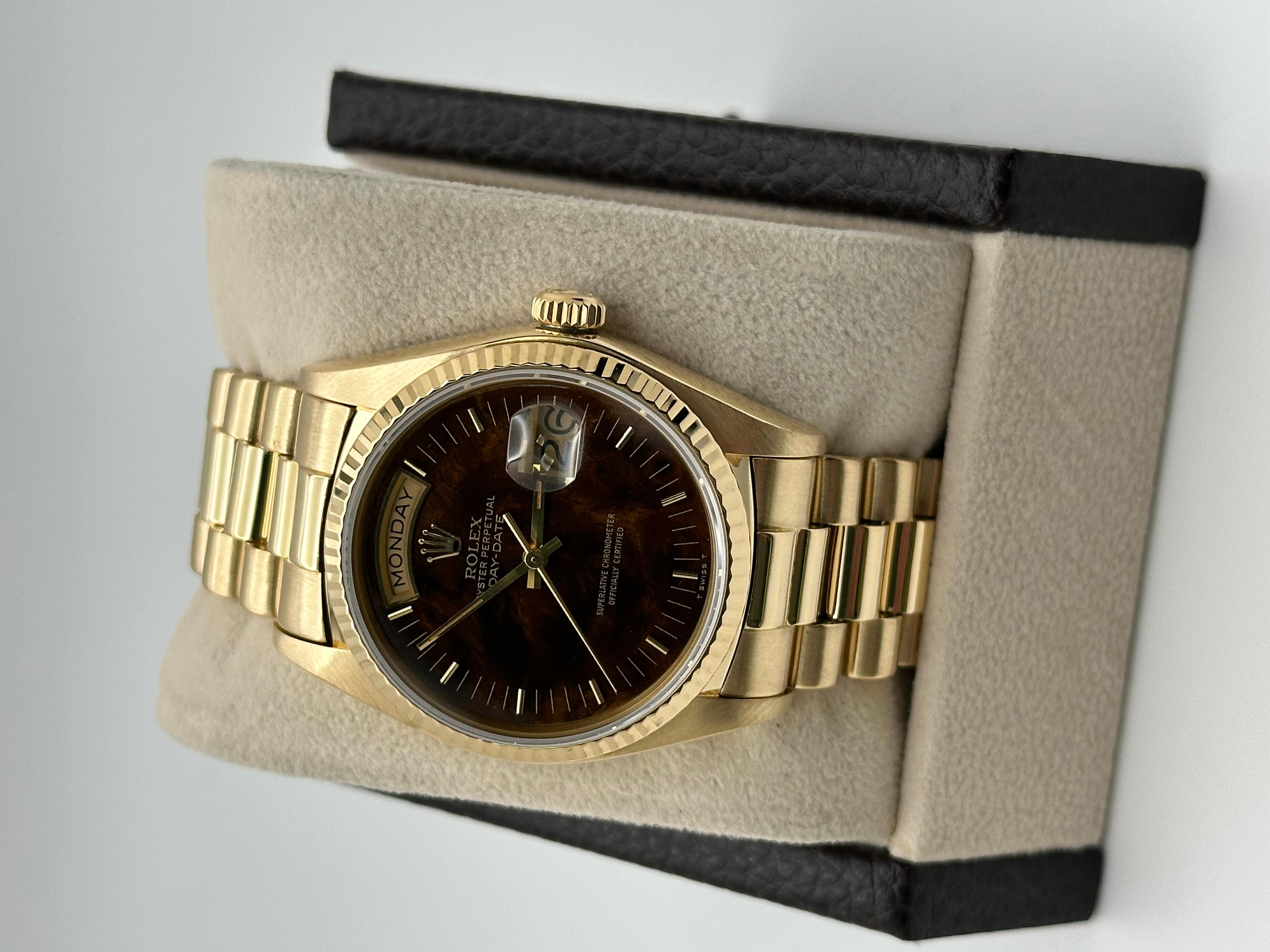 Rolex President Day Date 18038 Wood Dial Walnut Dial 18K Yellow Gold 36mm 1