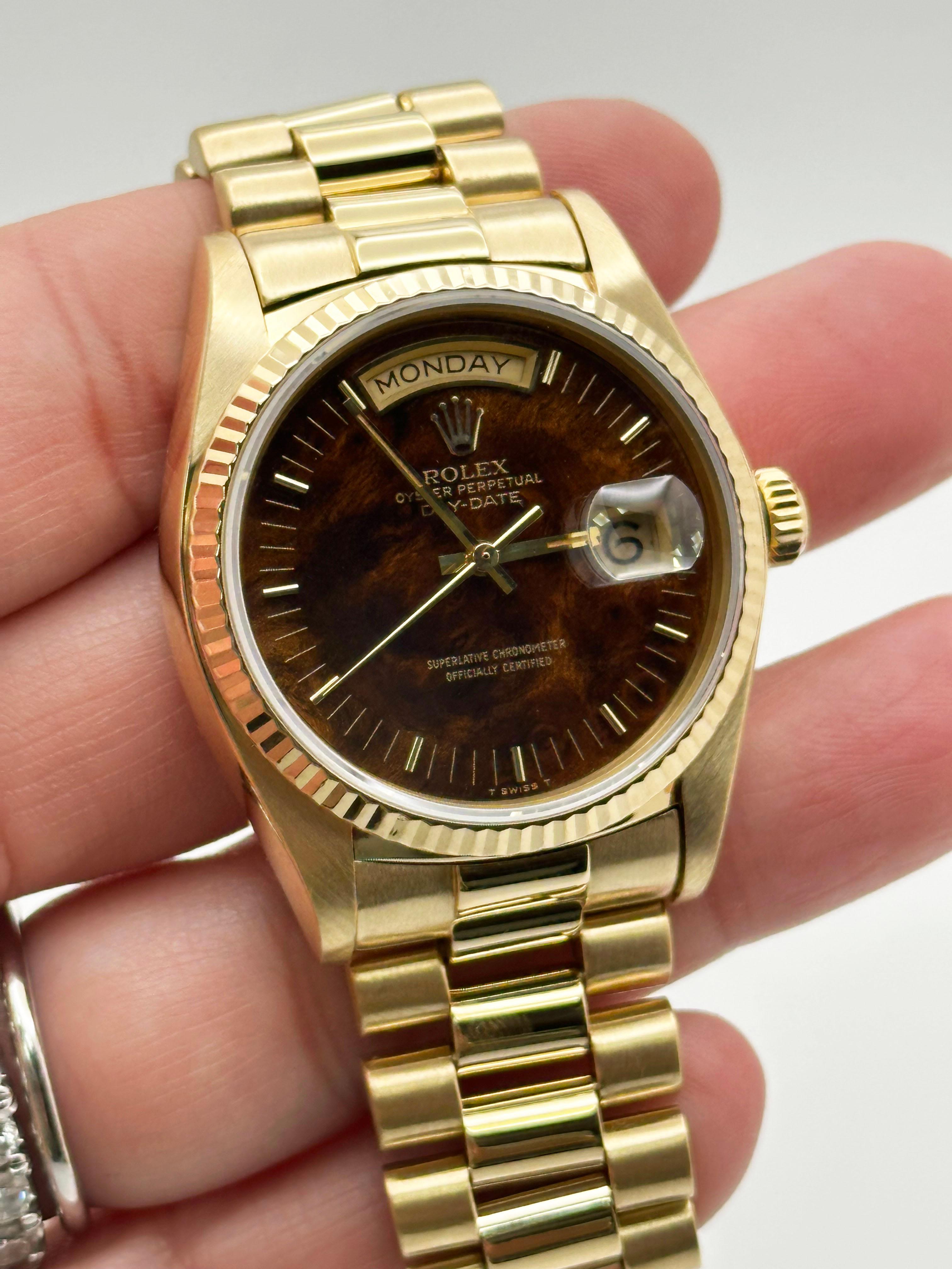 Rolex President Day Date 18038 Wood Dial Walnut Dial 18K Yellow Gold 36mm 5
