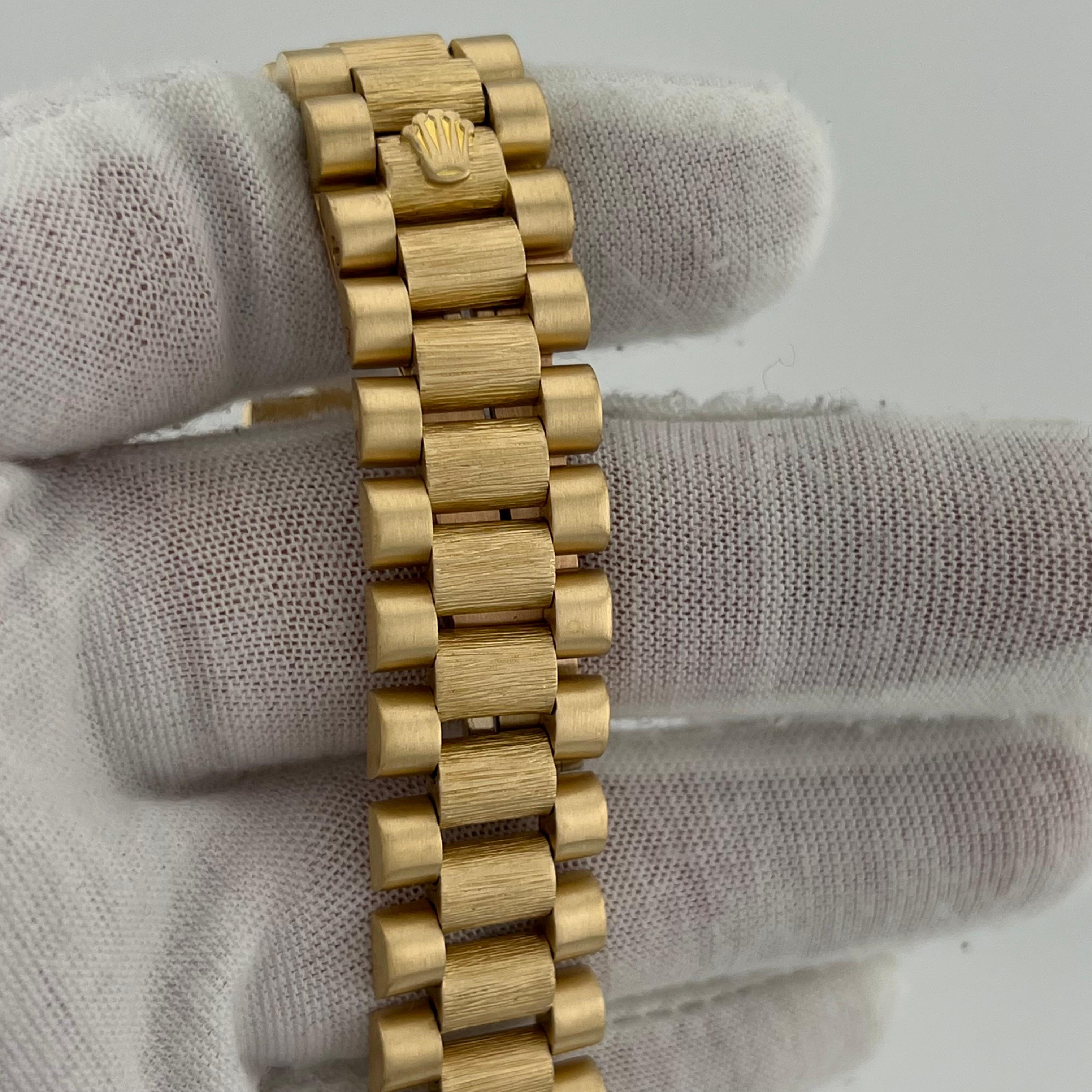 Rolex President Day-Date 18078 36mm Finition écorce Cadran Champagne Or jaune 18k en vente 6