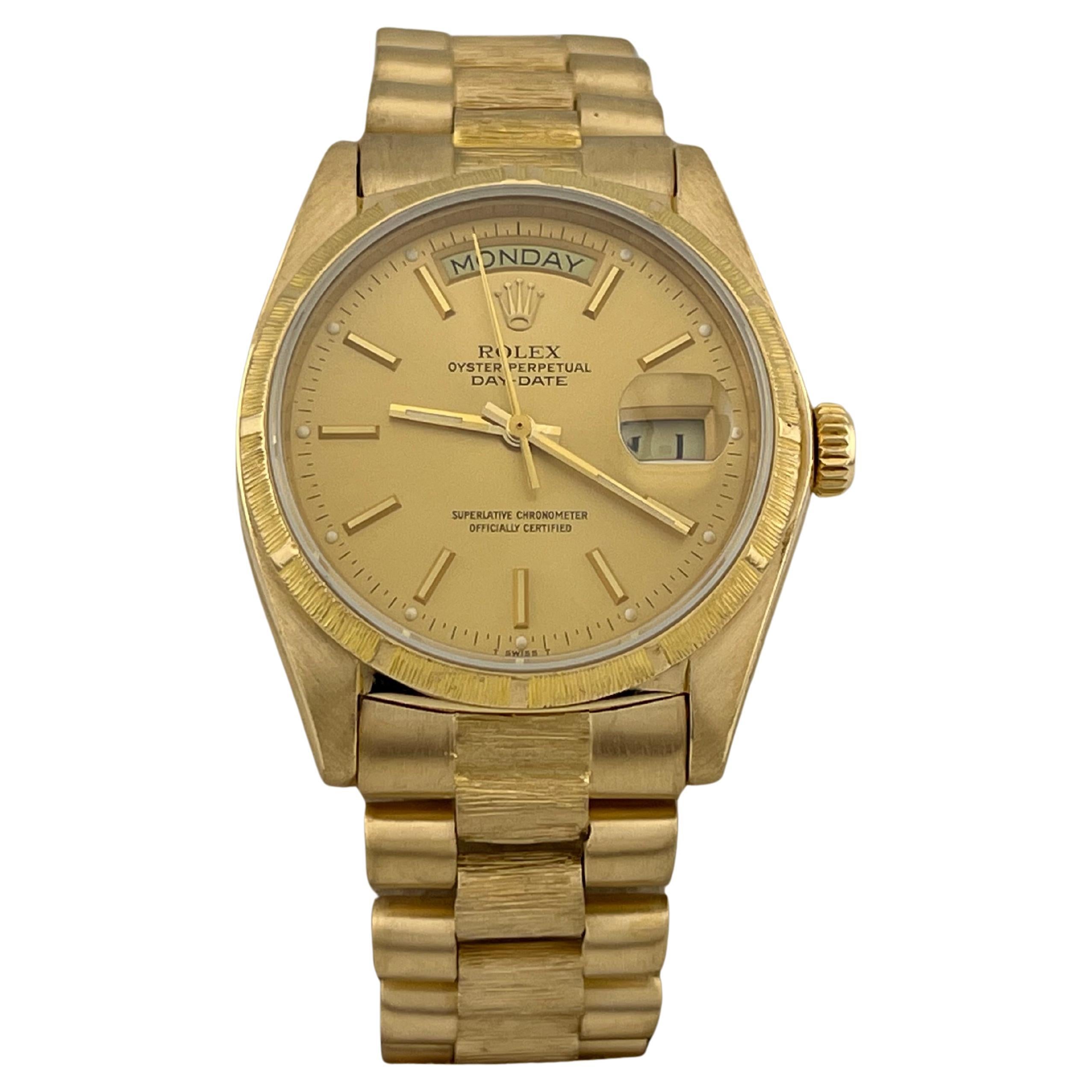 Rolex President Day-Date 18078 36mm Finition écorce Cadran Champagne Or jaune 18k