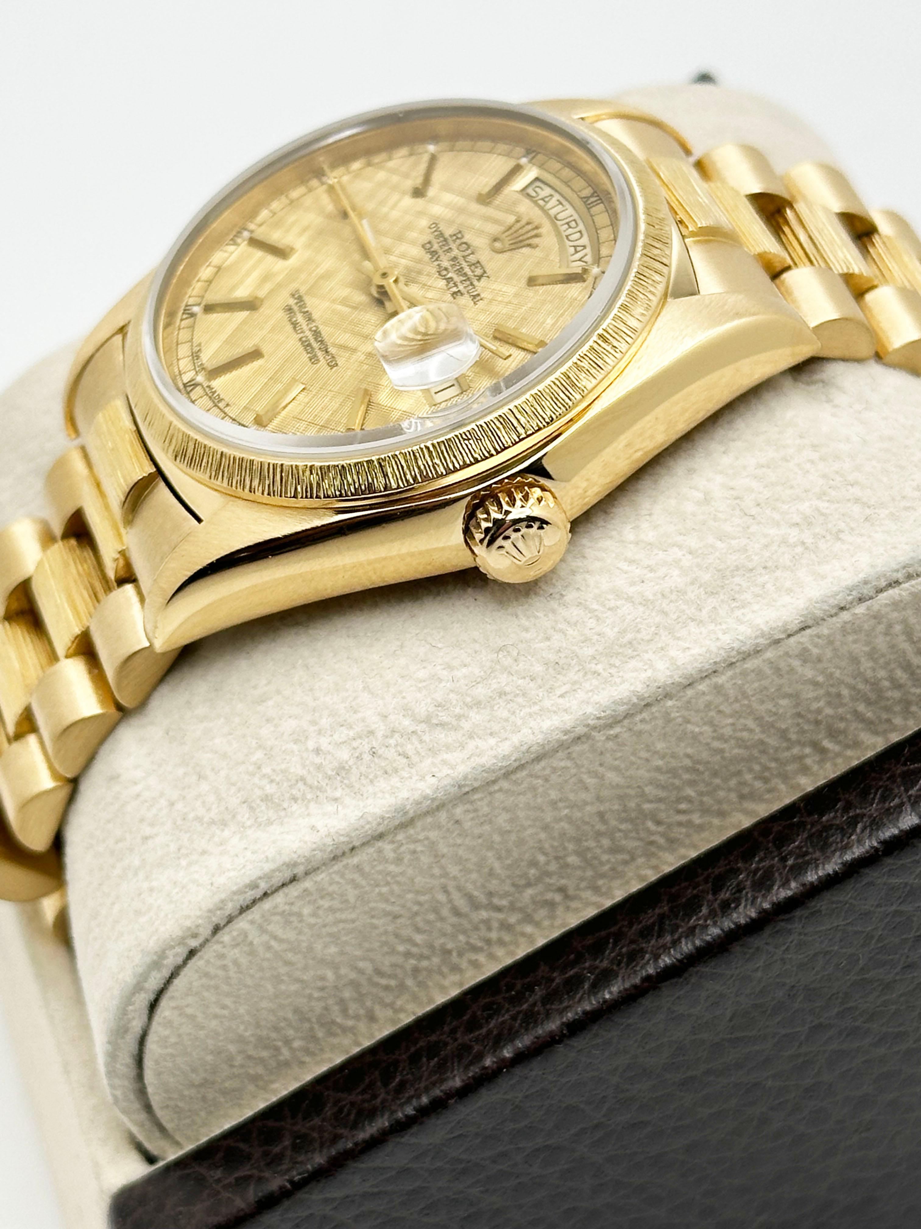 Rolex President Day Date 18078 Bark Finish Champagner-Leinen-Zifferblatt 18K Gelbgold 1