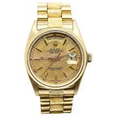 Rolex President Day Date 18078 Bark Finish Champagner-Leinen-Zifferblatt 18K Gelbgold