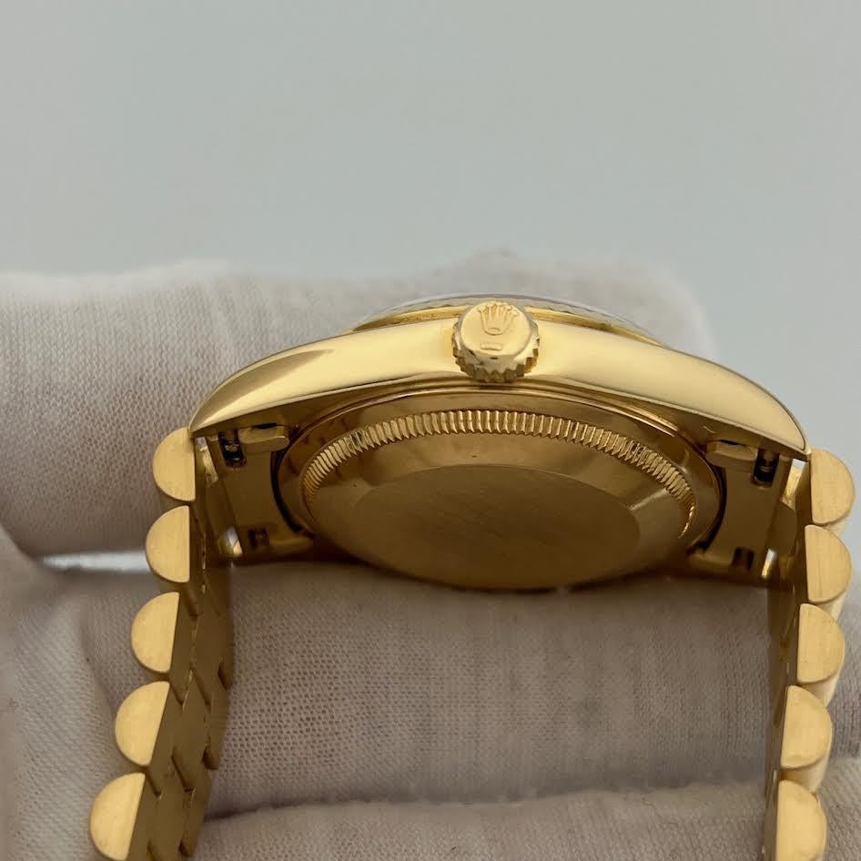 Rolex President Day Date 18238 36mm Double Quickset Cadran Blanc Or Jaune 18K en vente 4