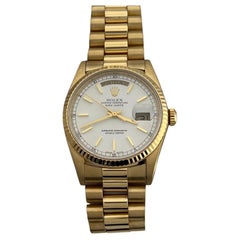 Rolex President Day Date 18238 36mm Doble Quickset Esfera Blanca Oro Amarillo 18K
