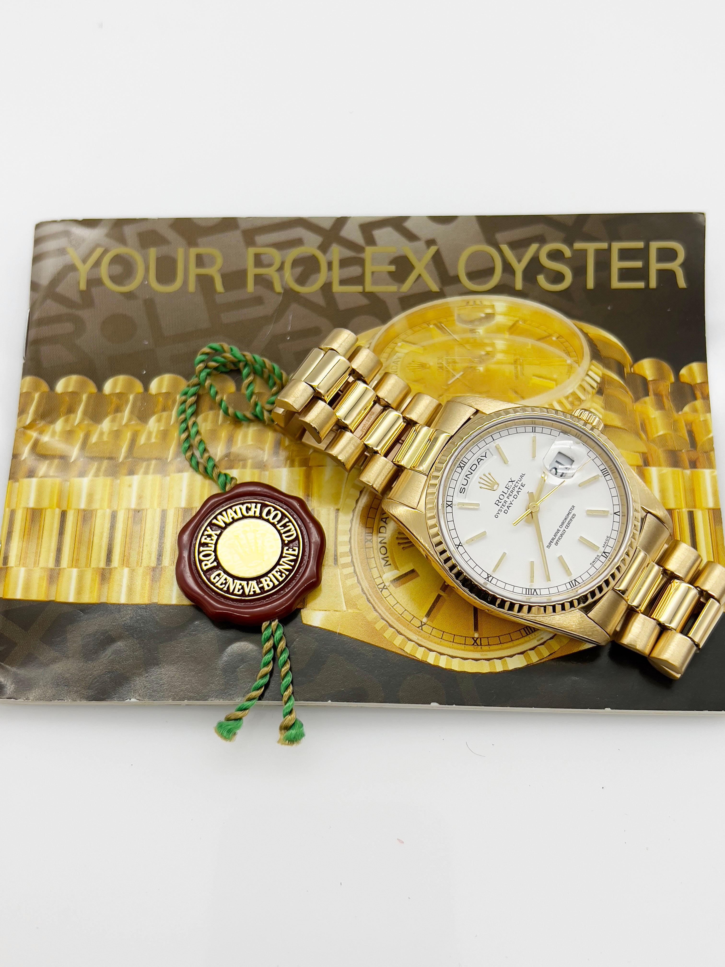Rolex President Day Date 18238 36mm White Dial Double Quickset 18K Gold Box 1