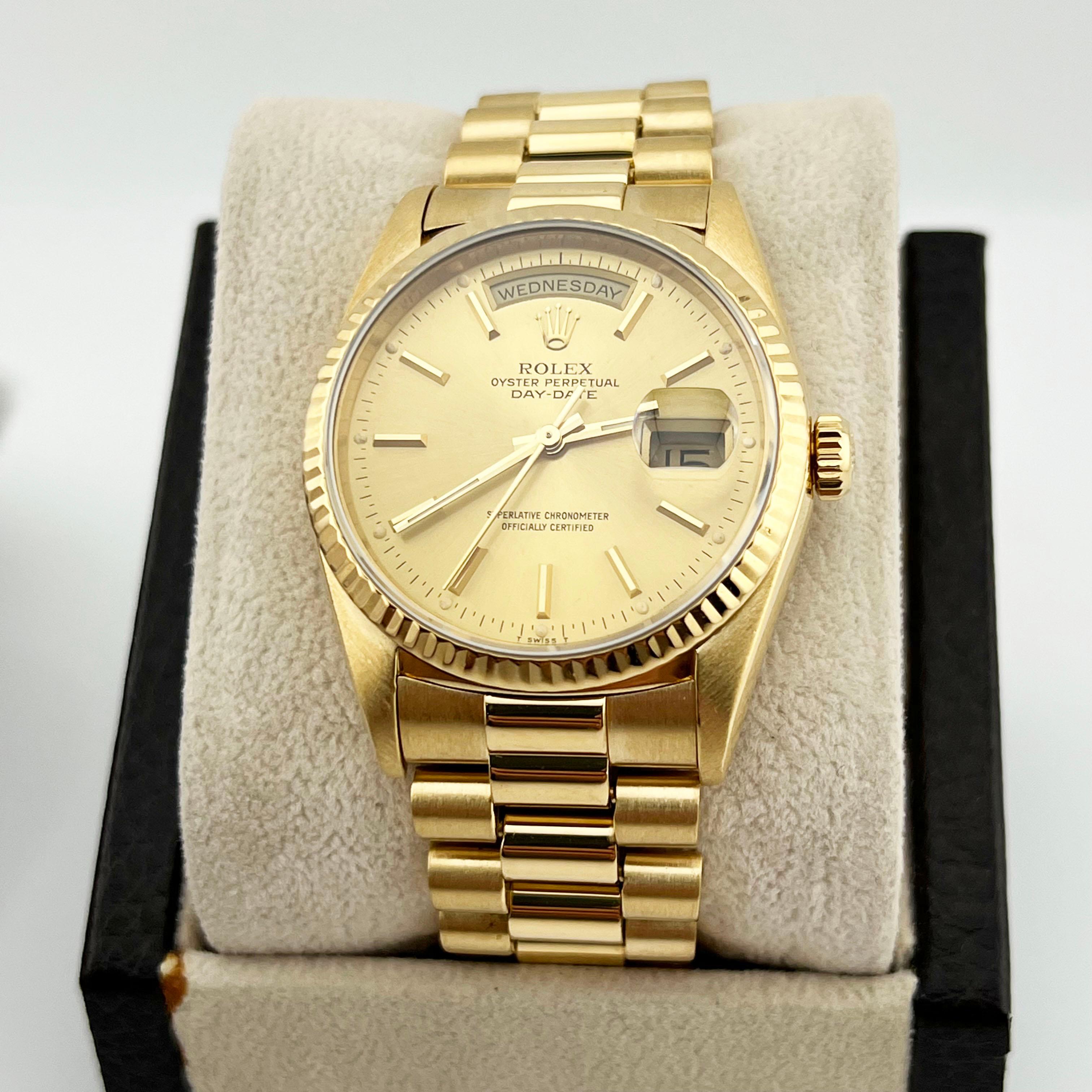 Rolex President Day Date 18238 Champagne Dial 18K Yellow Gold In Excellent Condition In San Diego, CA