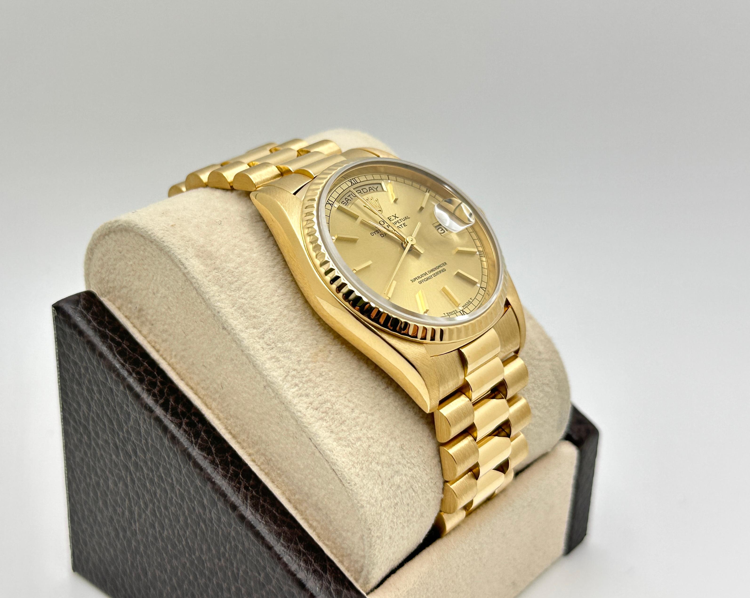Uomo Rolex Day Date 18238 Doppio Quickset 36mm Oro Giallo 18K Scatola di Carta in vendita