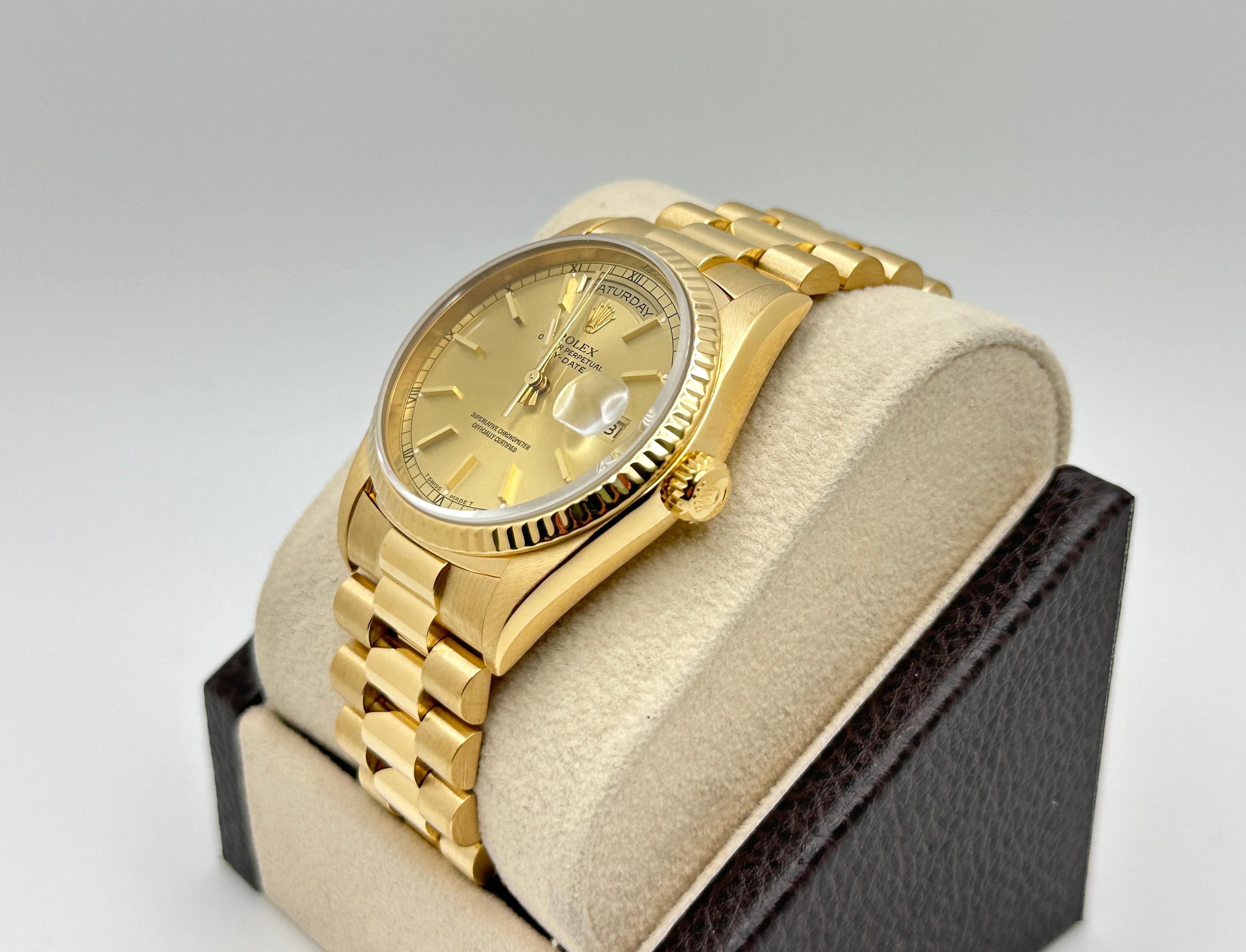Rolex Day Date 18238 Doppio Quickset 36mm Oro Giallo 18K Scatola di Carta in vendita 1
