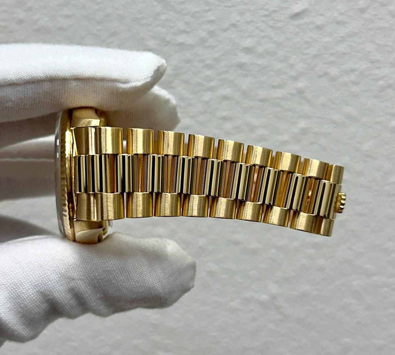 Rolex Day Date 18238 Doppio Quickset 36mm Oro Giallo 18K Scatola di Carta in vendita 5