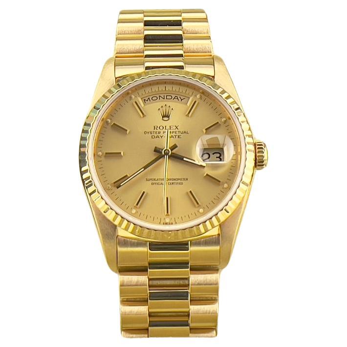 Rolex President Day Date 18238 Double Quickset 36mm Champagne Dial 18K Gold Box