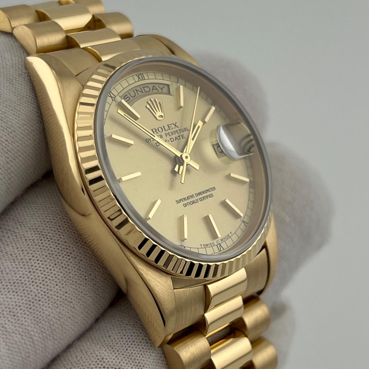 Rolex President Day Date 18238 Double Quickset Cadran Champagne Or Jaune 18k Pour hommes en vente