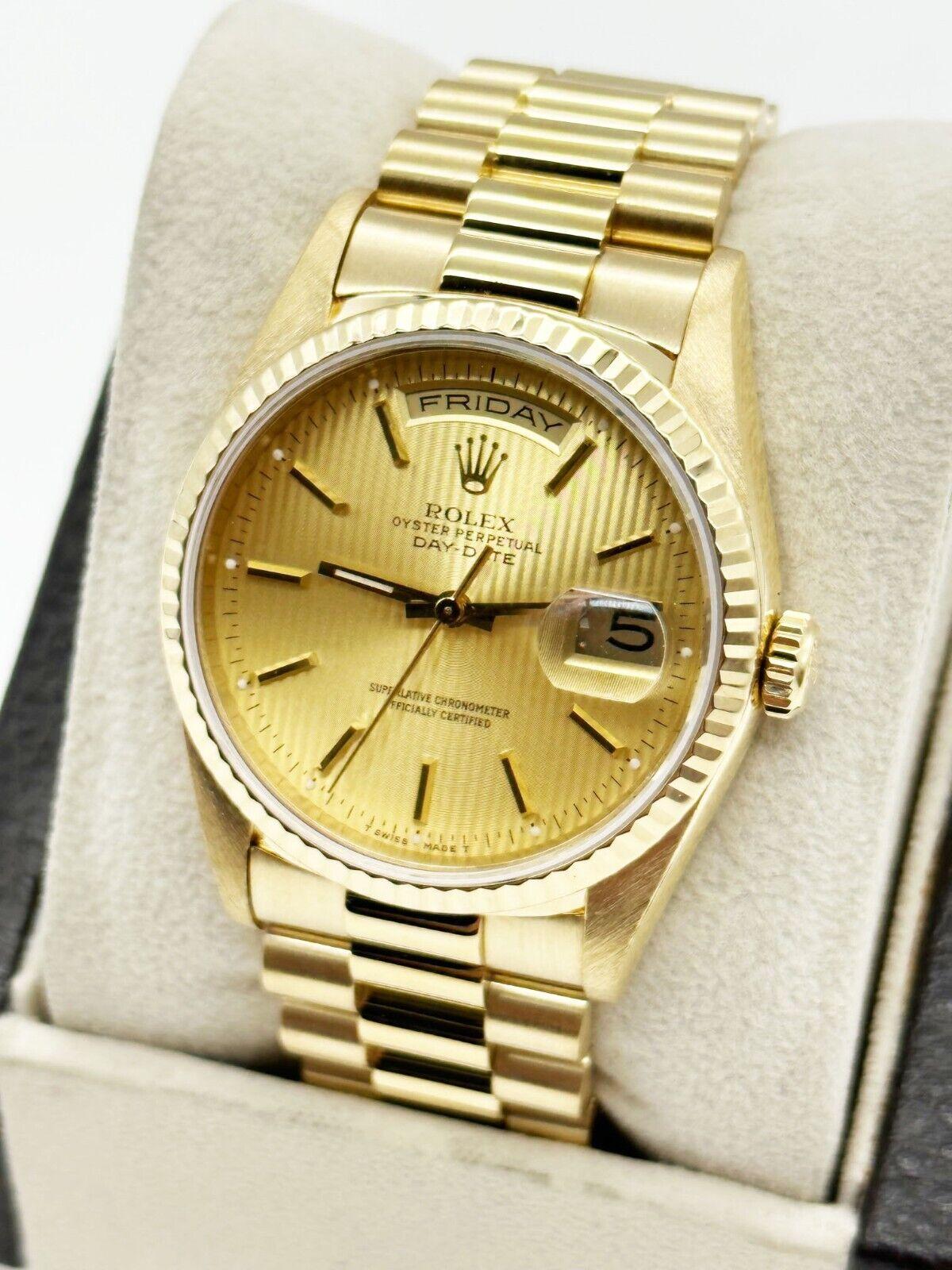 Rolex President Day Date 18238 Wandteppich Zifferblatt 18k Gelbgold Ausgezeichneter Zustand im Zustand „Hervorragend“ in San Diego, CA