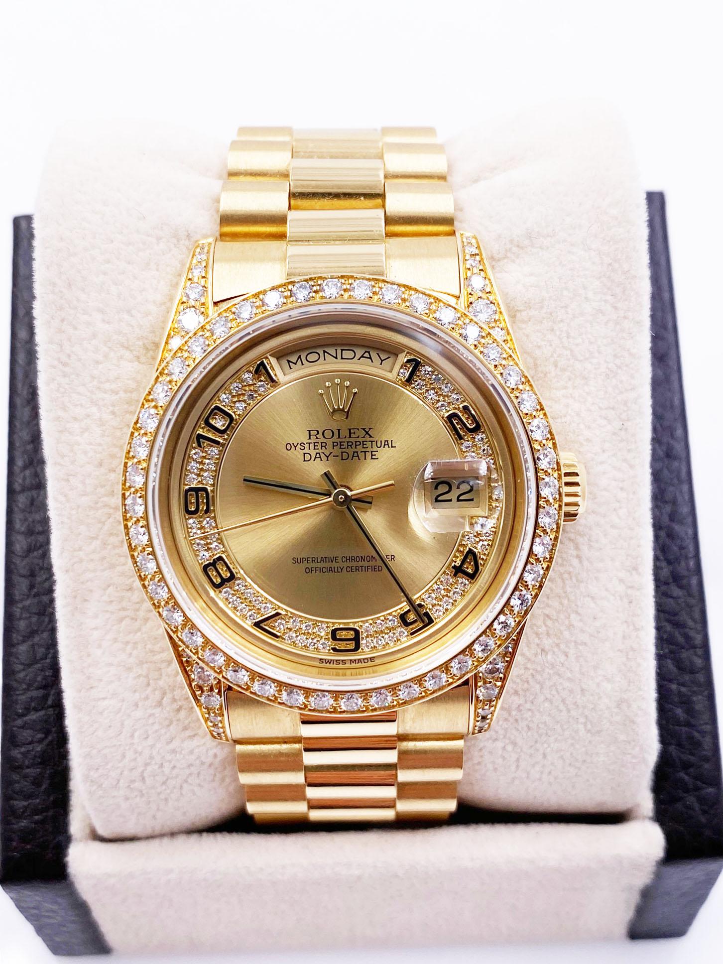 Rolex President Day Date 18388 Myriad Diamond Dial and Bezel 18 Karat Gold Mint 4