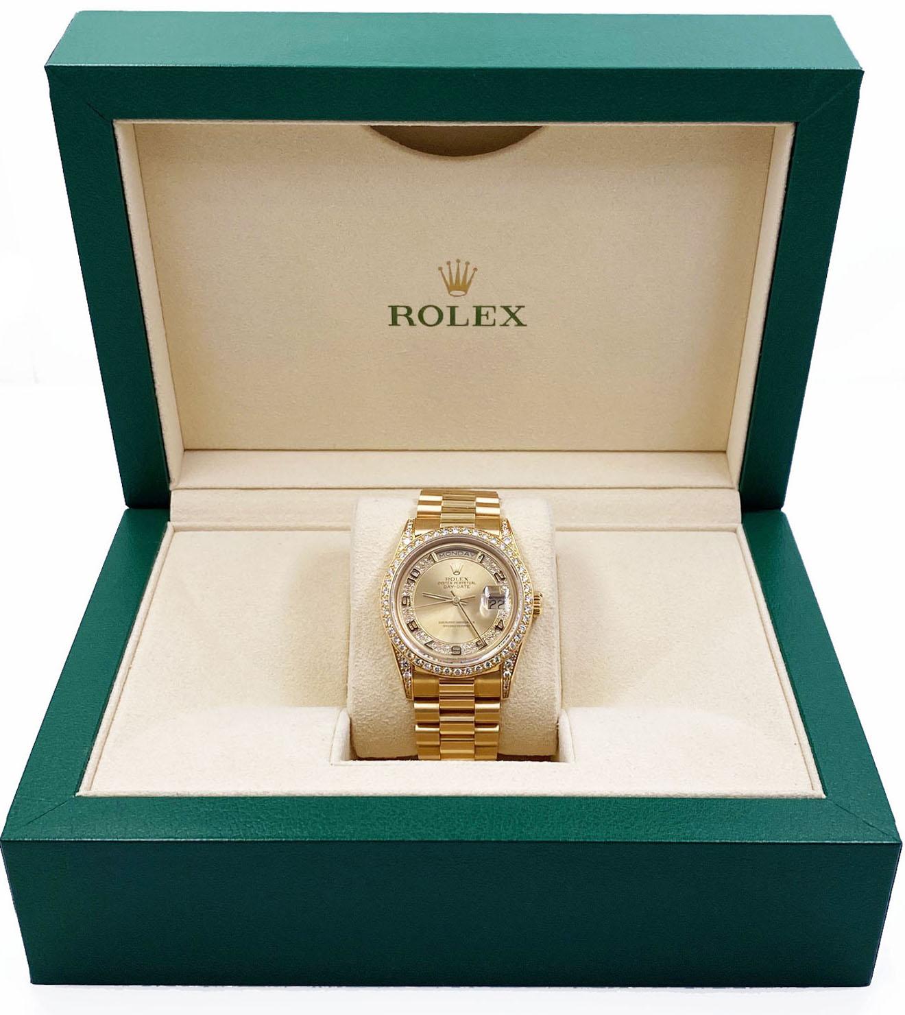 Rolex President Day Date 18388 Myriad Diamond Dial and Bezel 18 Karat Gold Mint 5